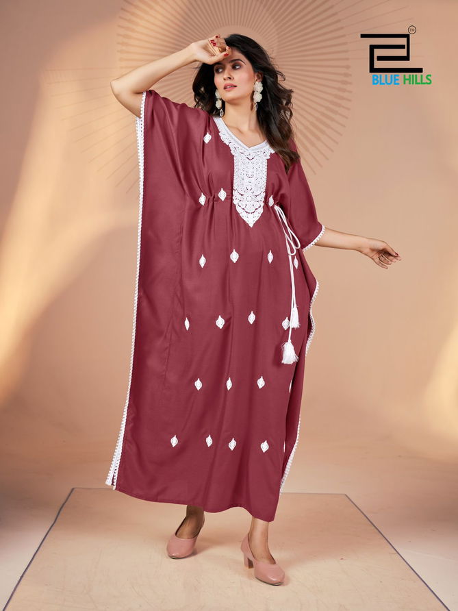 Honey Nx By Blue Hills Fancy Rayon Kaftan Style Kurti Wholesale Shop In Surat